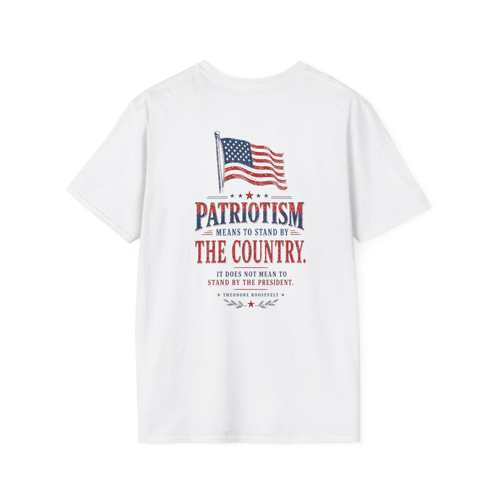 USA Flag Minimalist T-Shirt — Small Chest American Flag Design