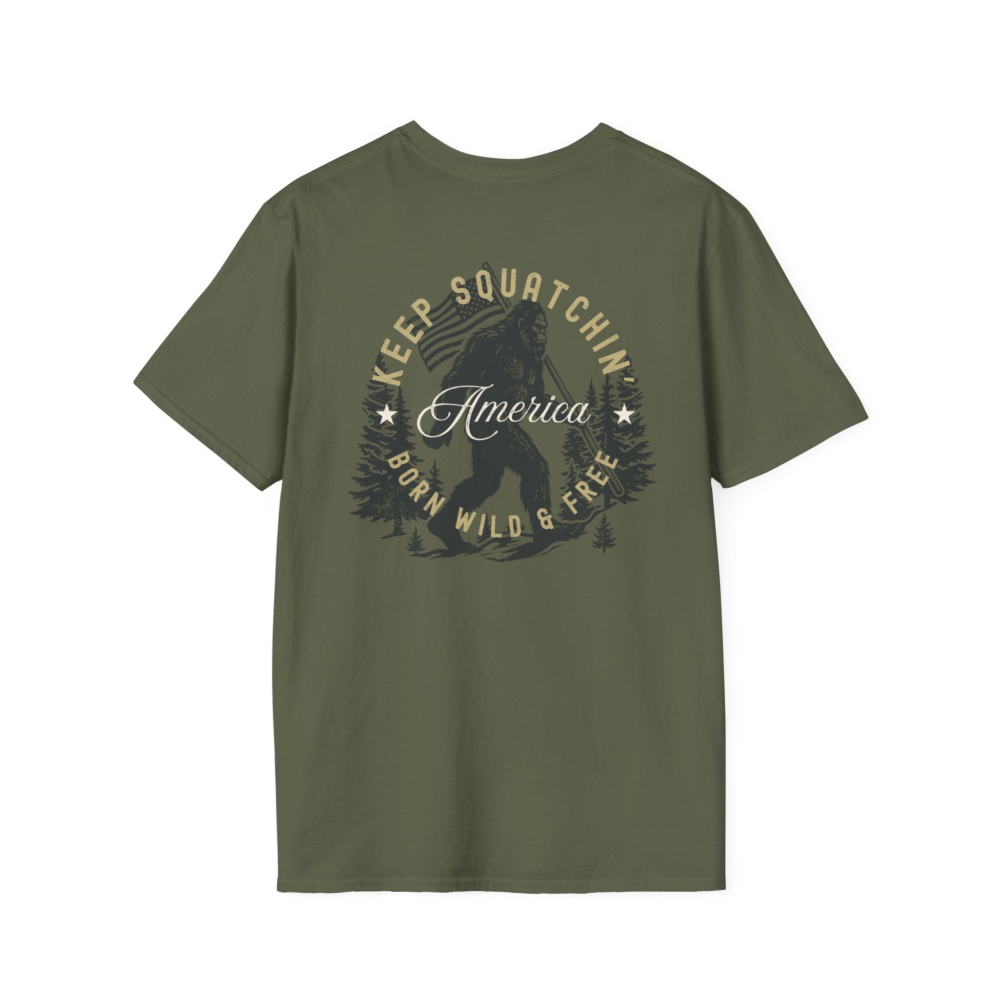 "Keep Squatchin' America" Vintage Back Design Tee