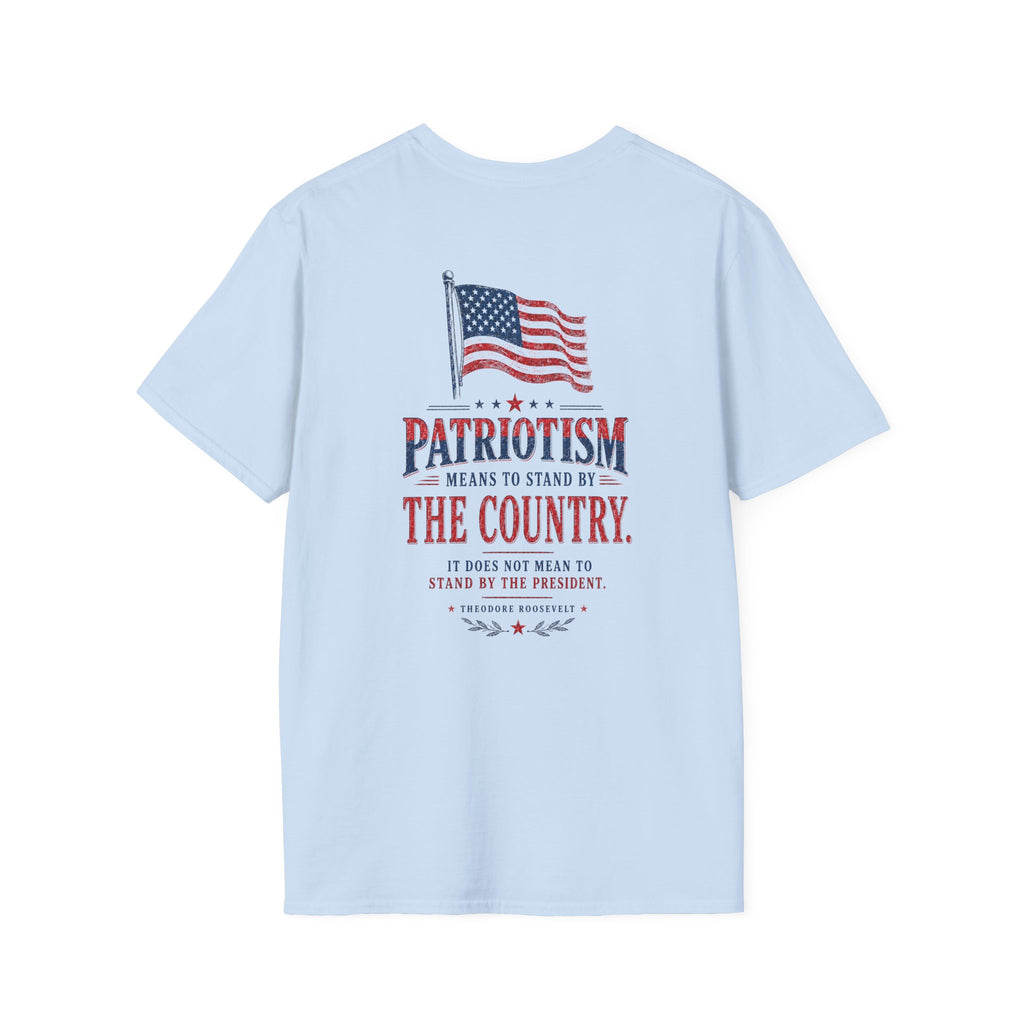 USA Flag Minimalist T-Shirt — Small Chest American Flag Design