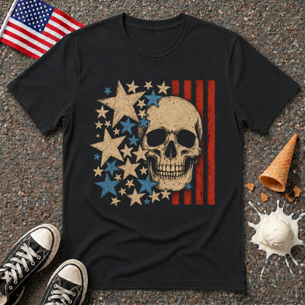 Skulls & Stripes Vintage Tee