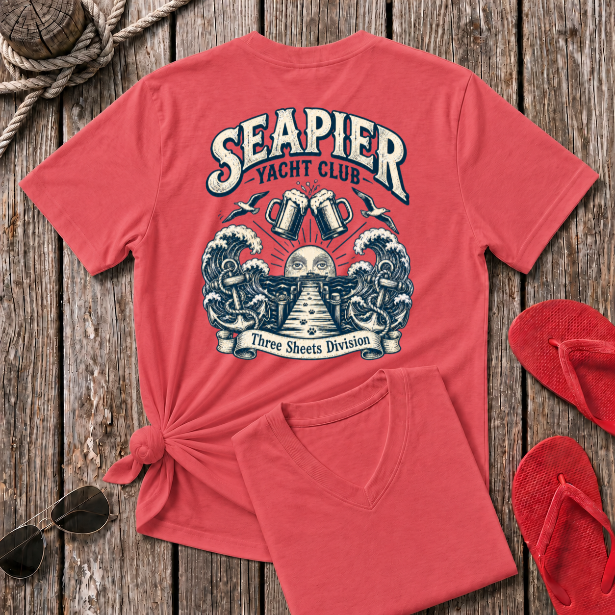 Ladies' V-Neck Back Design Tee