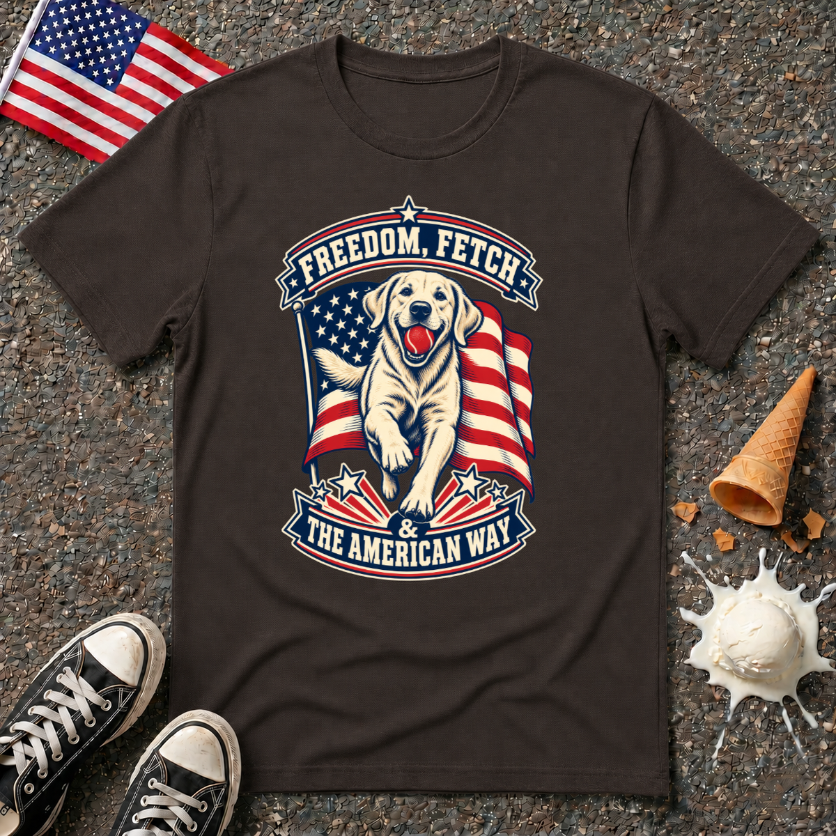 "Freedom, Fetch & The American Way" Tee