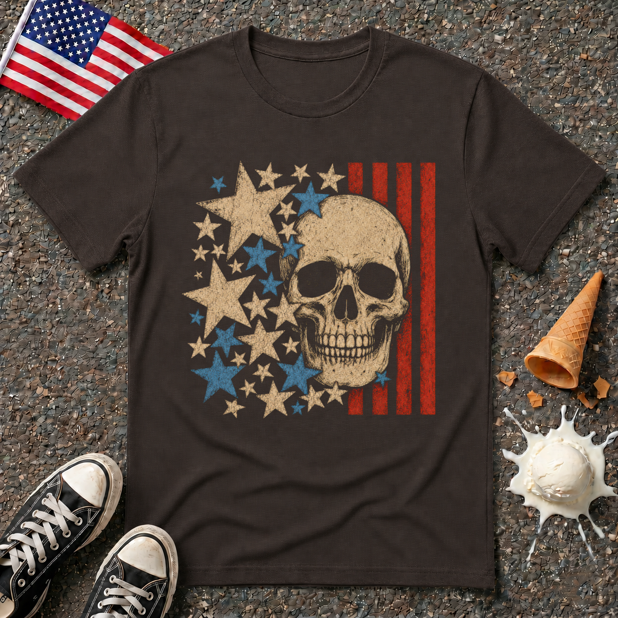 Skulls & Stripes Vintage Tee