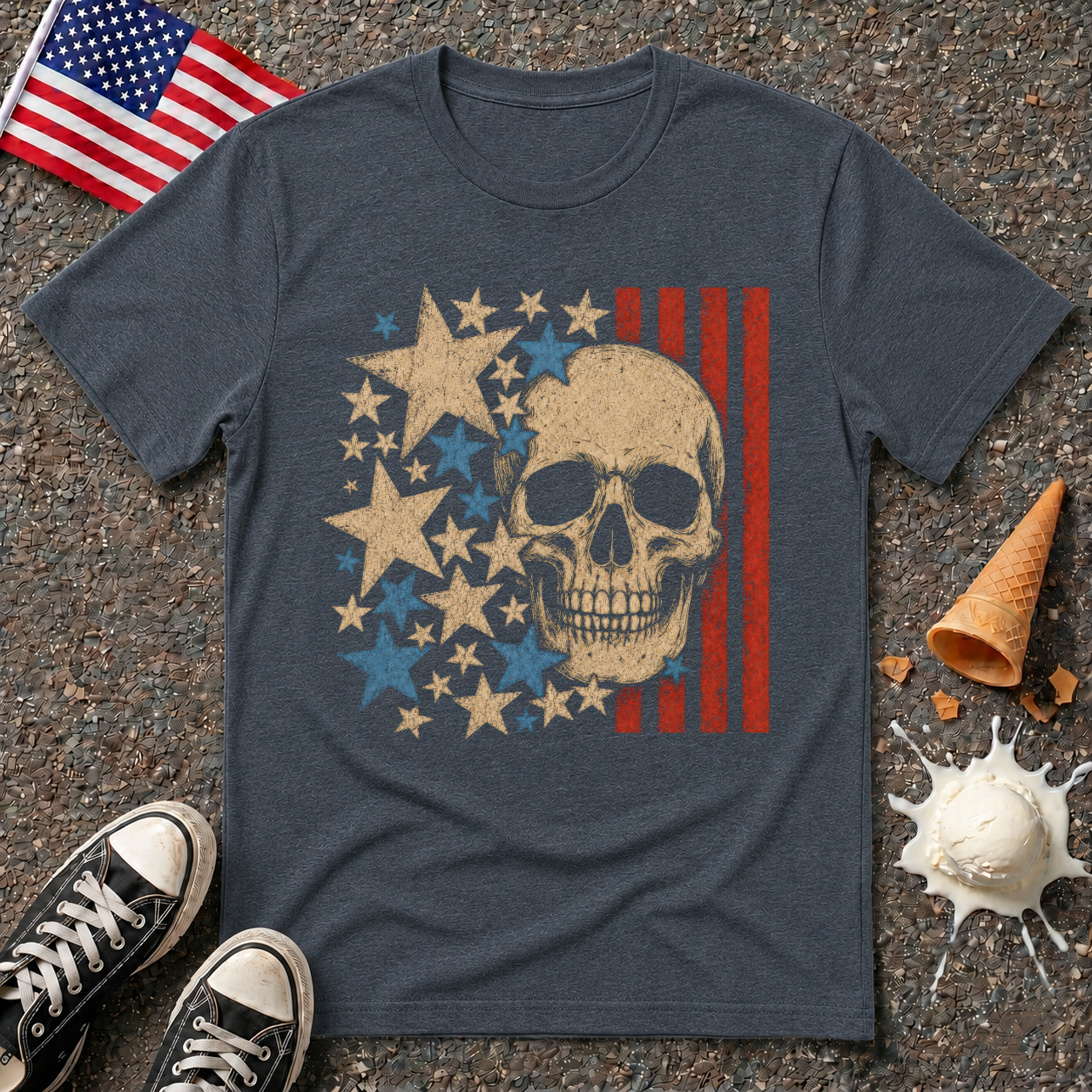 Skulls & Stripes Vintage Tee