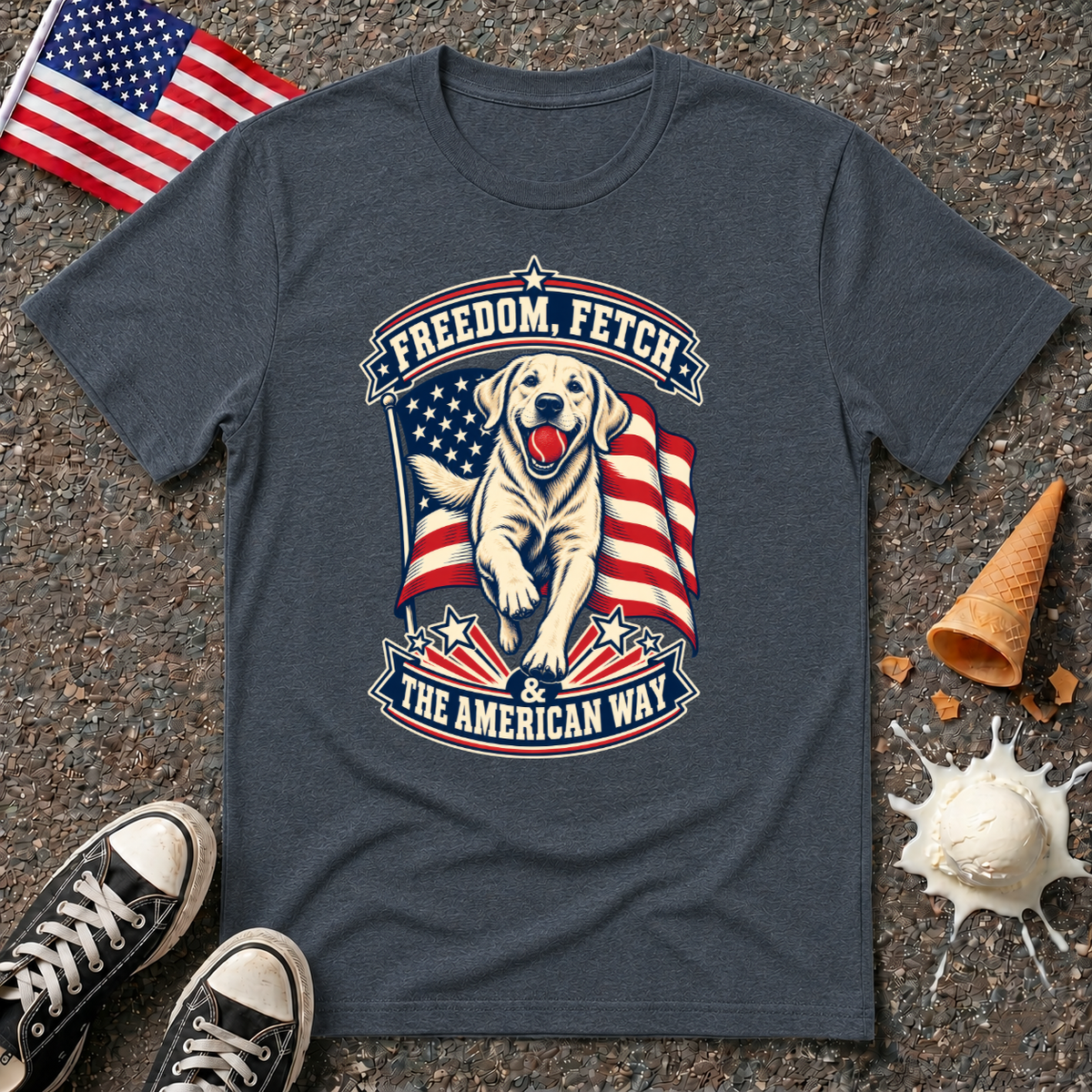 "Freedom, Fetch & The American Way" Tee