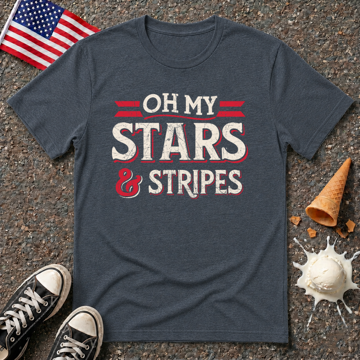 Oh My Stars & Stripes T-Shirt — Vintage Patriotic 4th of July Tee