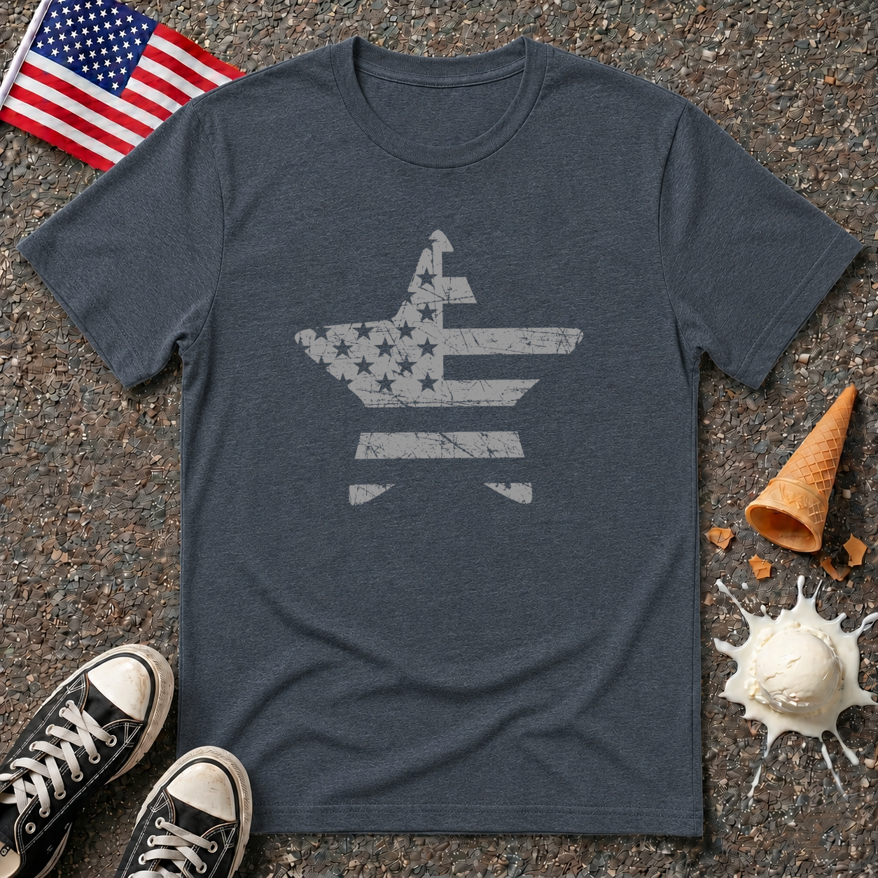 Flag Star 1-color Vintage Tee