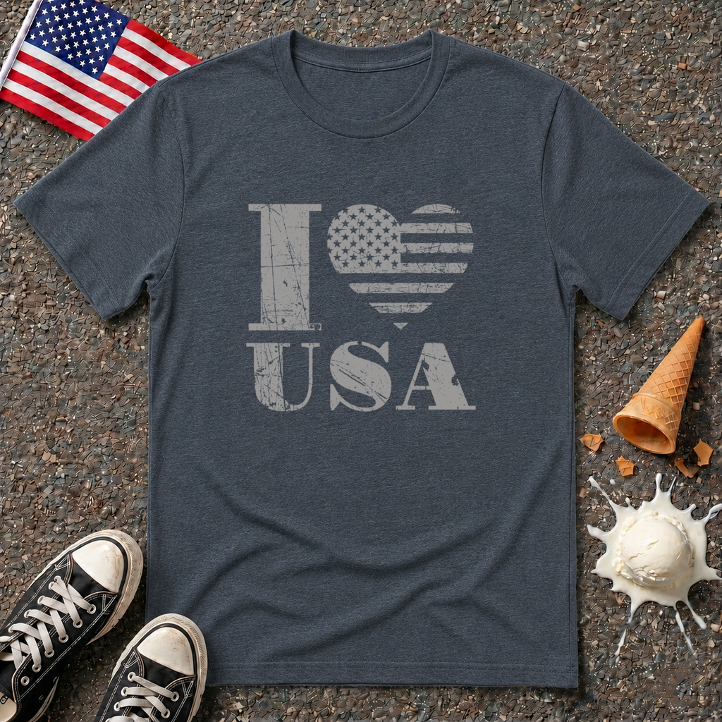 "I ❤ USA" 1-color Vintage Tee