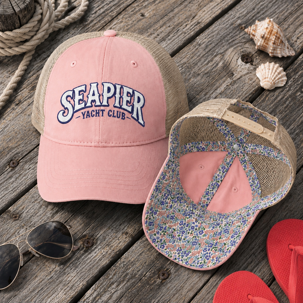 "SEAPIER Yacht Club" Women's Washed Mesh-Back Cap