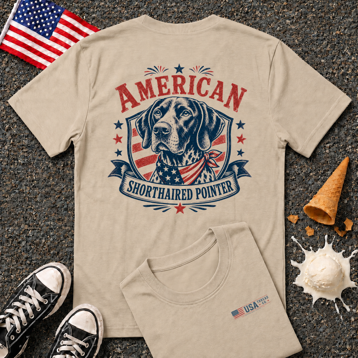 "American Shorthaired Pointer" Back Design Tee