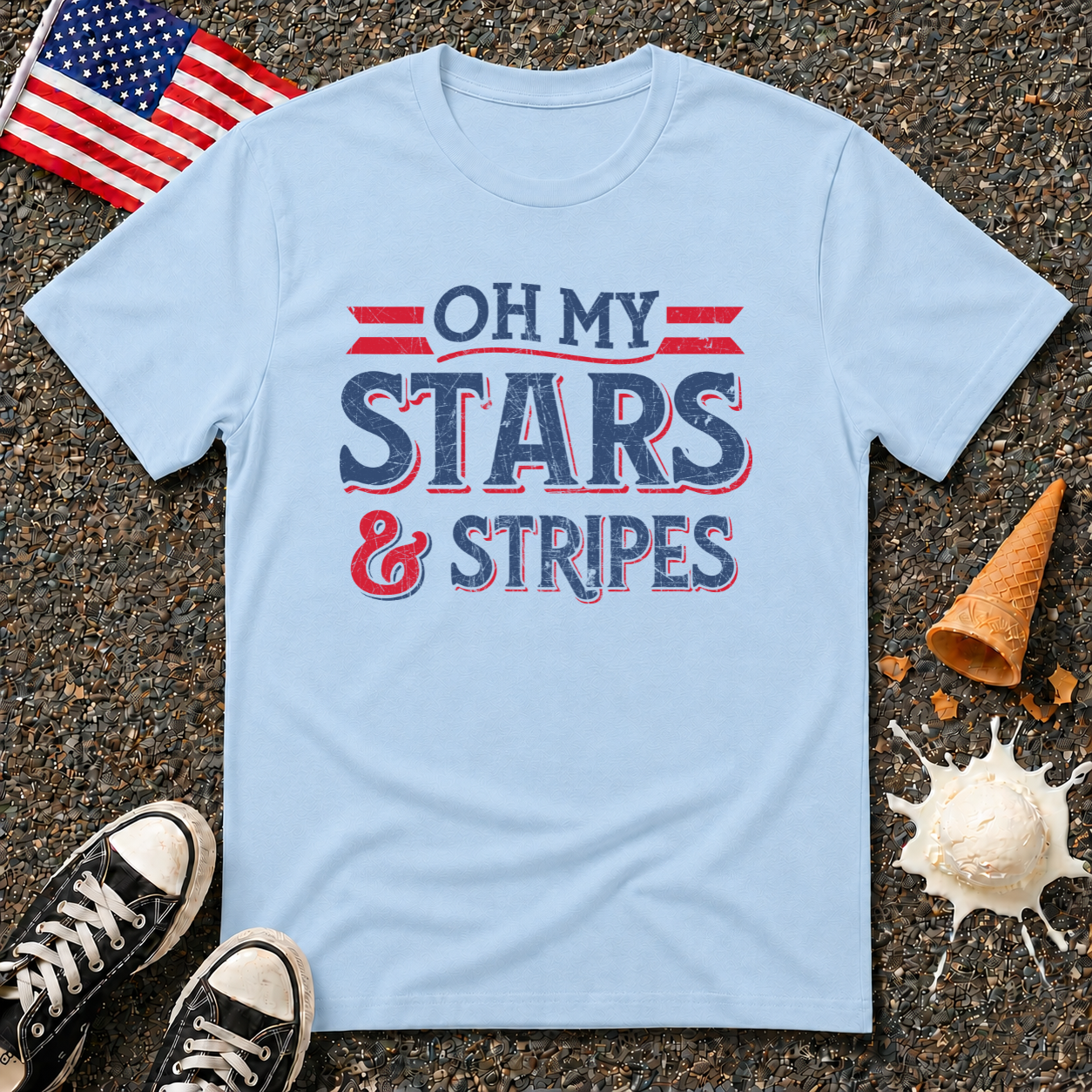 Oh My Stars & Stripes T-Shirt — Vintage Patriotic 4th of July Tee