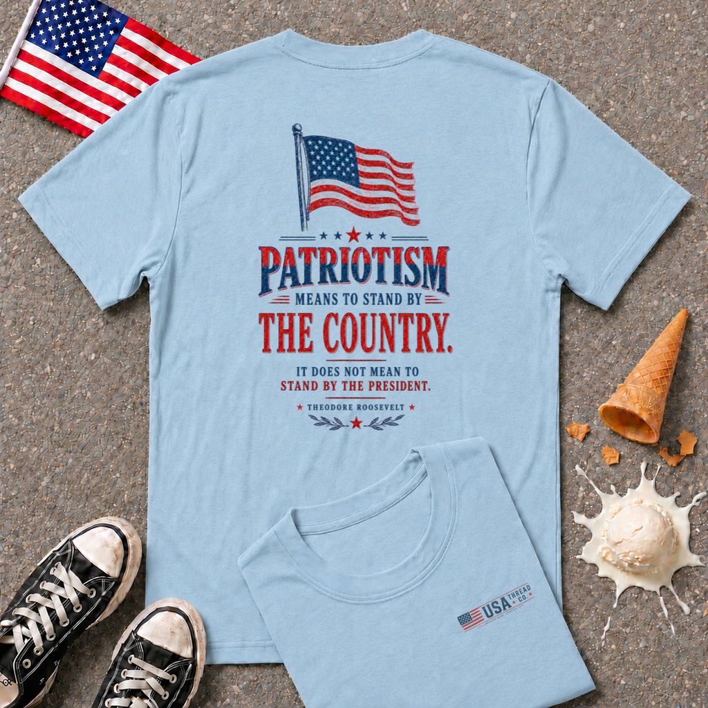USA Flag Minimalist T-Shirt — Small Chest American Flag Design