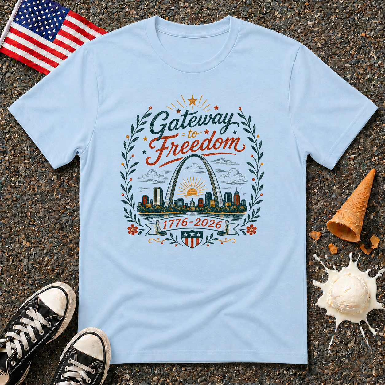 "Gateway to Freedom" Vintage Folk Tee