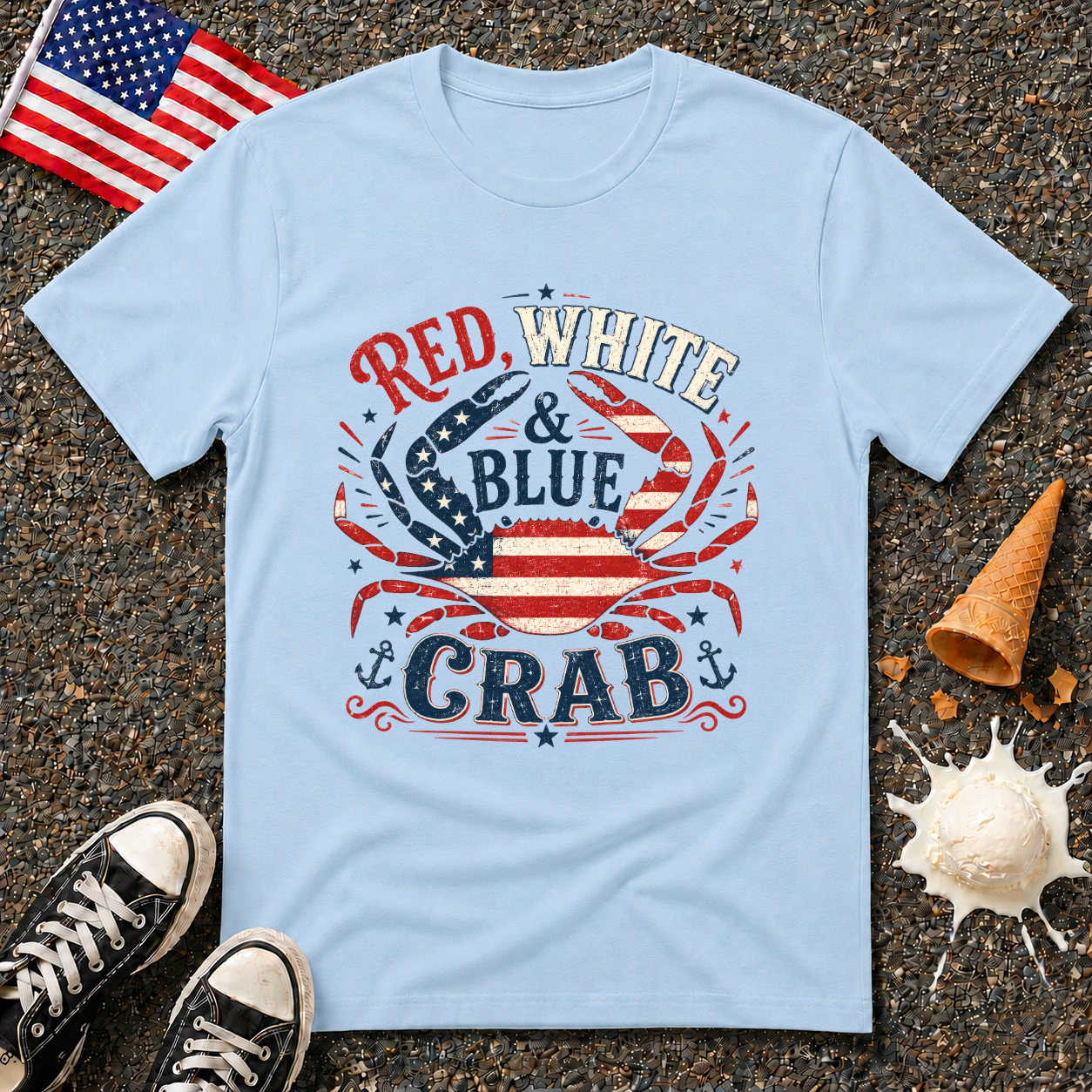 "Red, White & Blue Crab" Vintage Tee