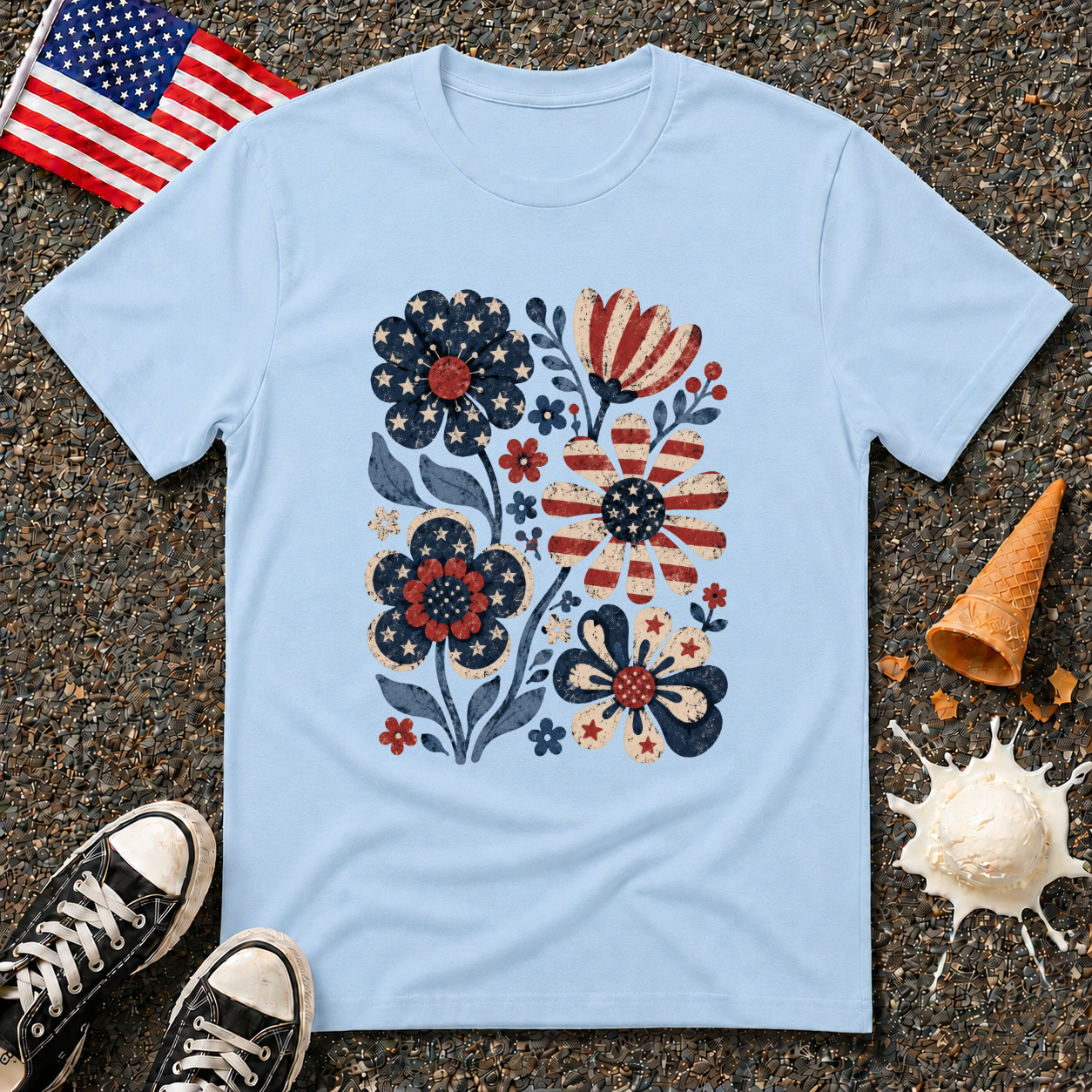 Boho Flag Flowers Tee