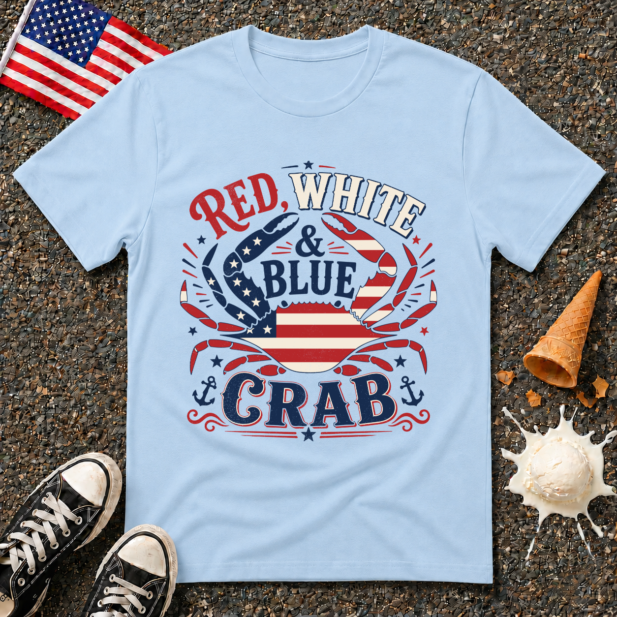 "Red, White & Blue Crab" Vintage Tee