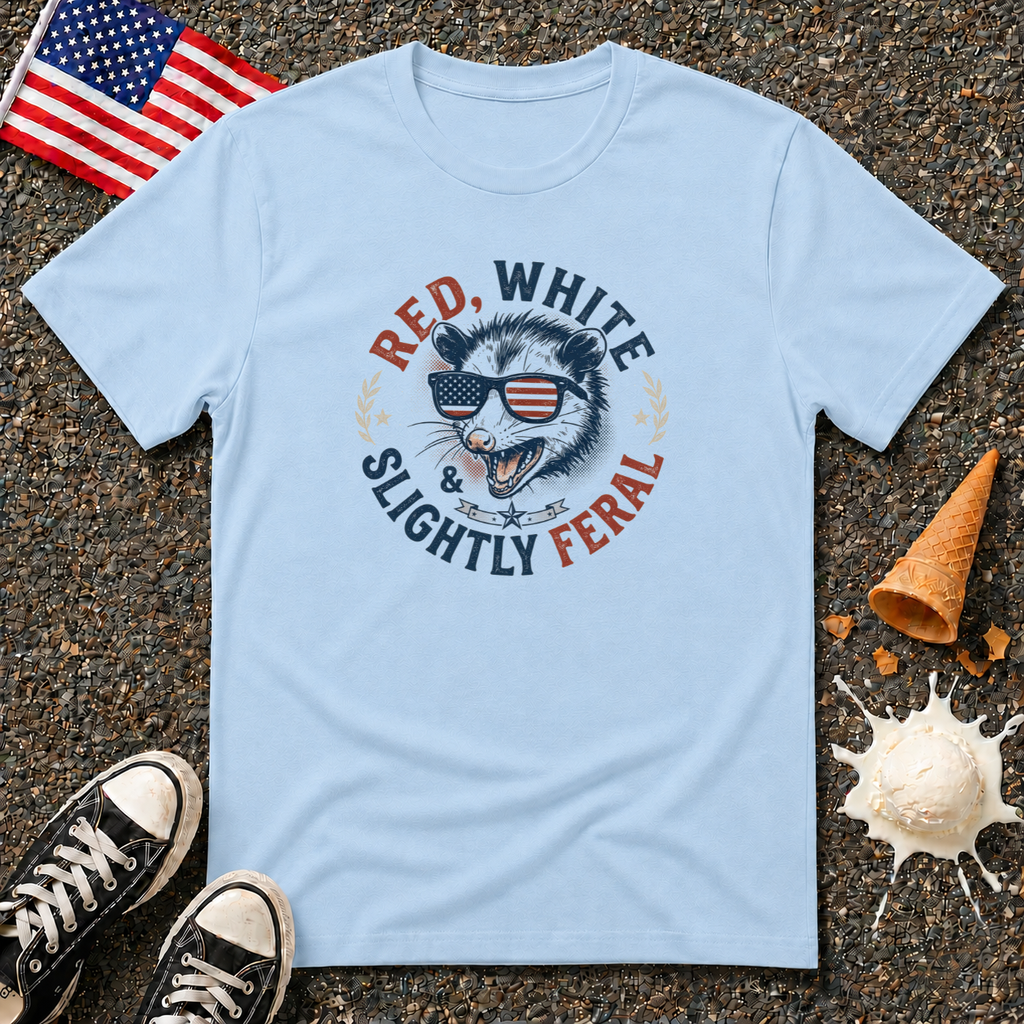 "Red, White, Slightly Feral" Tee