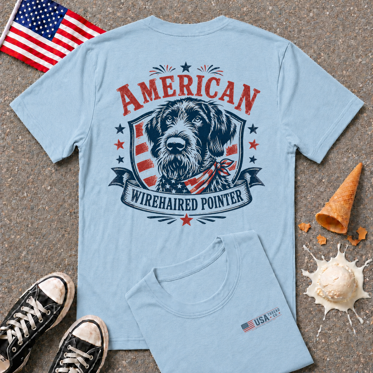 "American Wirehaired Pointer" Back Design Tee