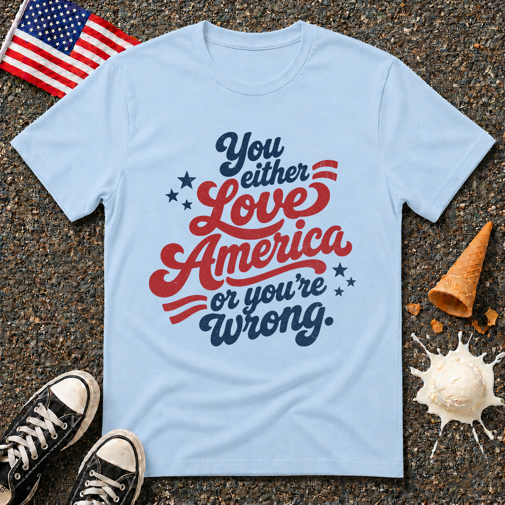 "You Either Love America" Retro Tee
