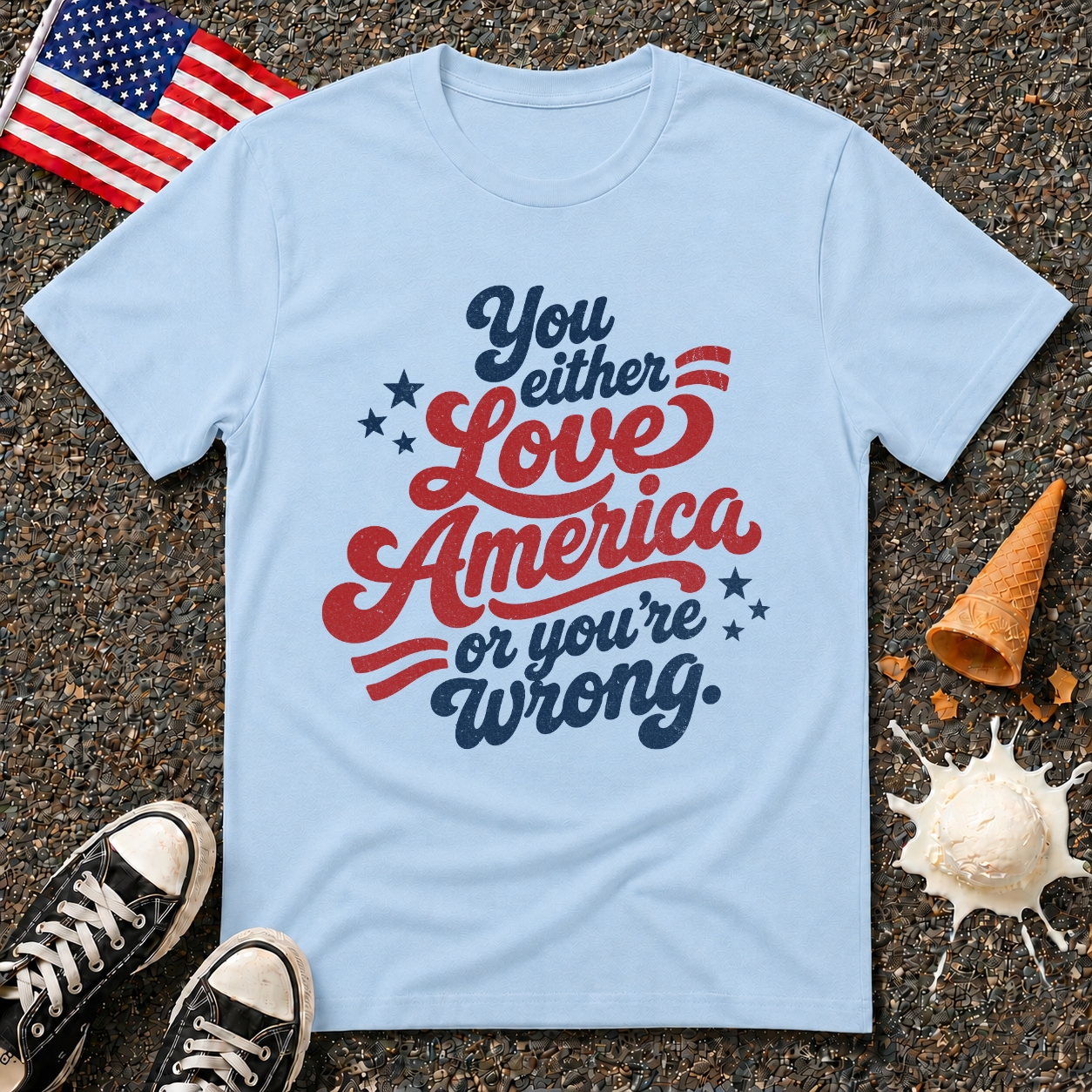 "You Either Love America" Retro Tee