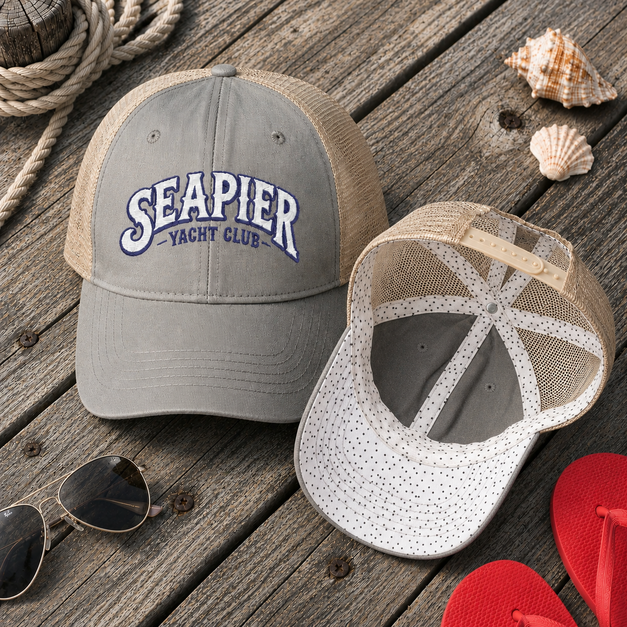 "SEAPIER Yacht Club" Women's Washed Mesh-Back Cap