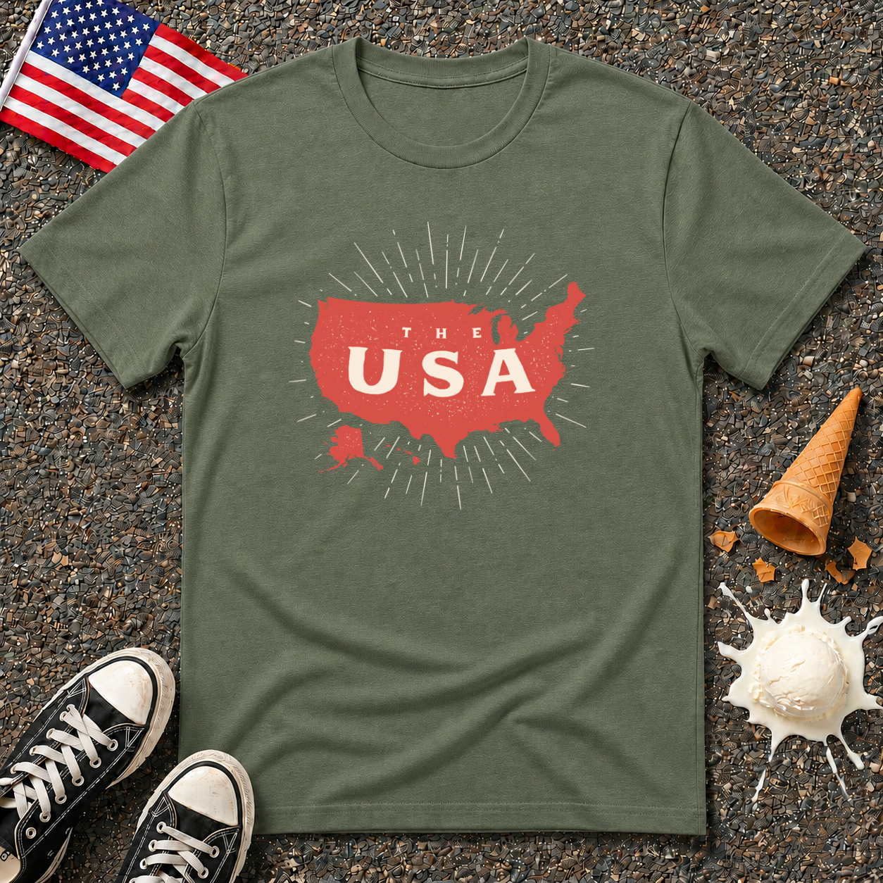 Red America Vintage Tee