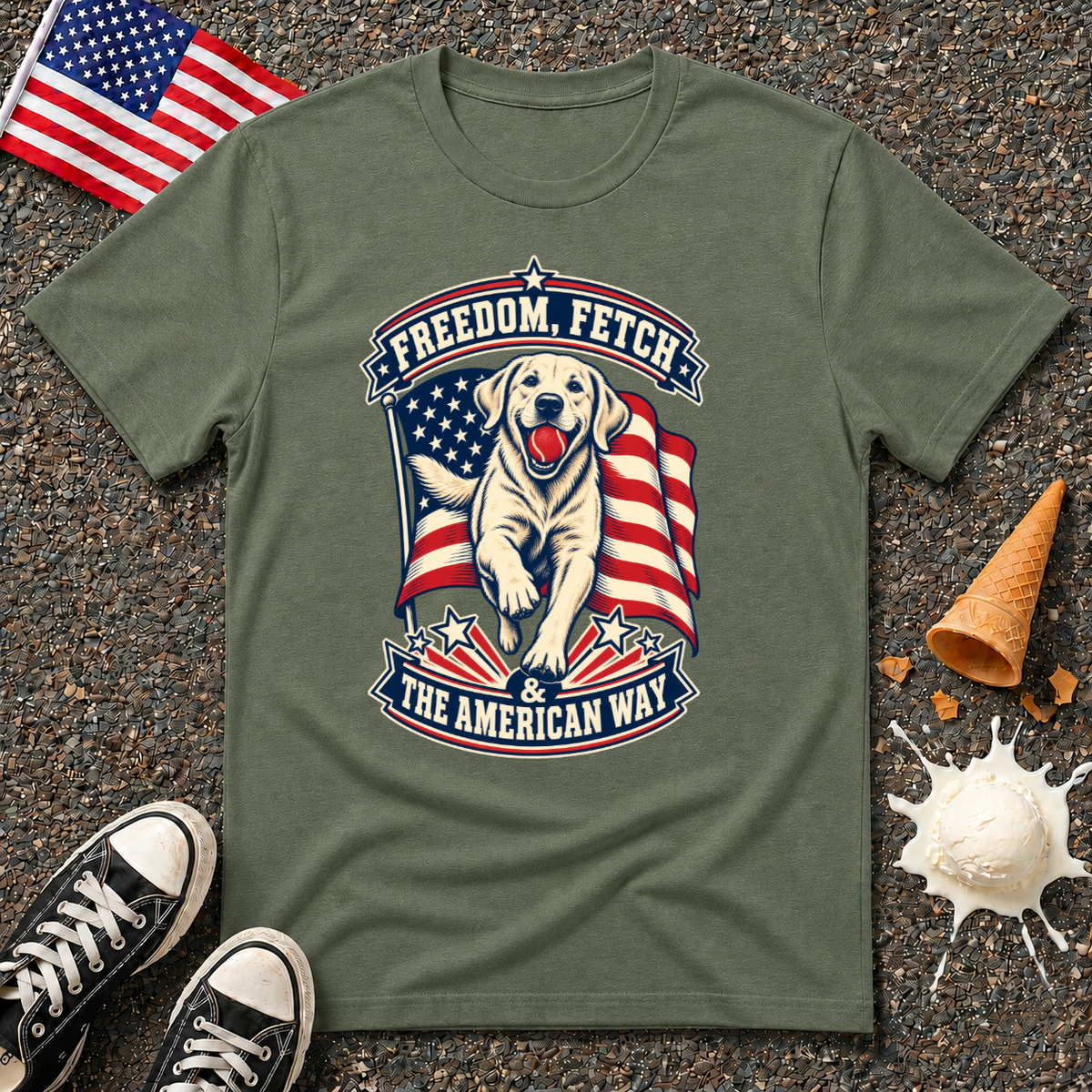 "Freedom, Fetch & The American Way" Tee