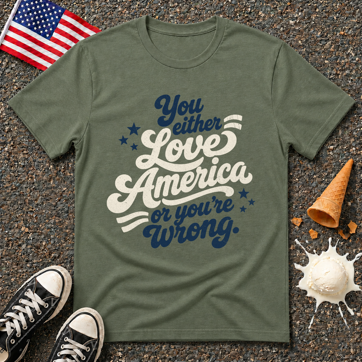 "You Either Love America" Retro Tee