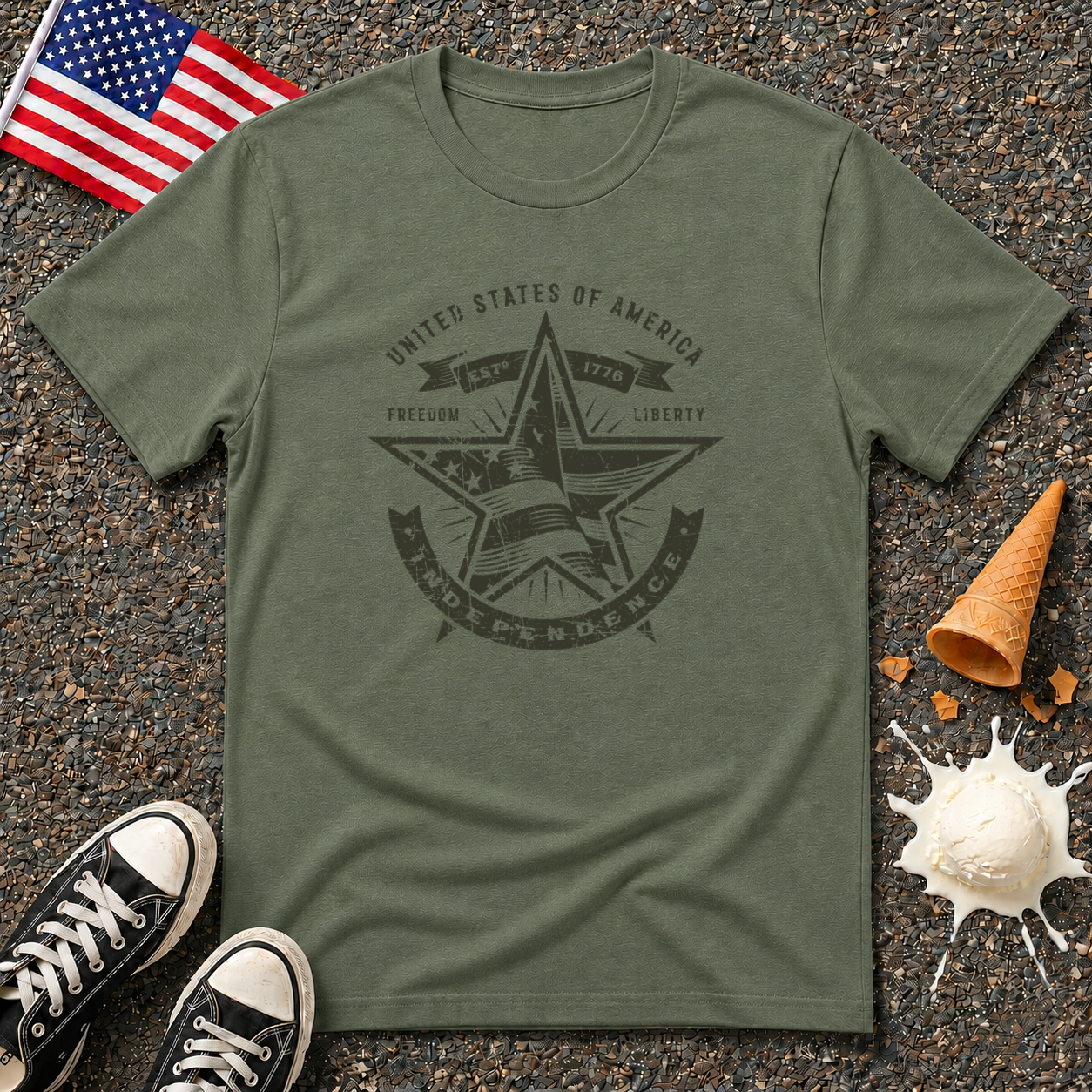 USA Star 1-color Vintage Tee