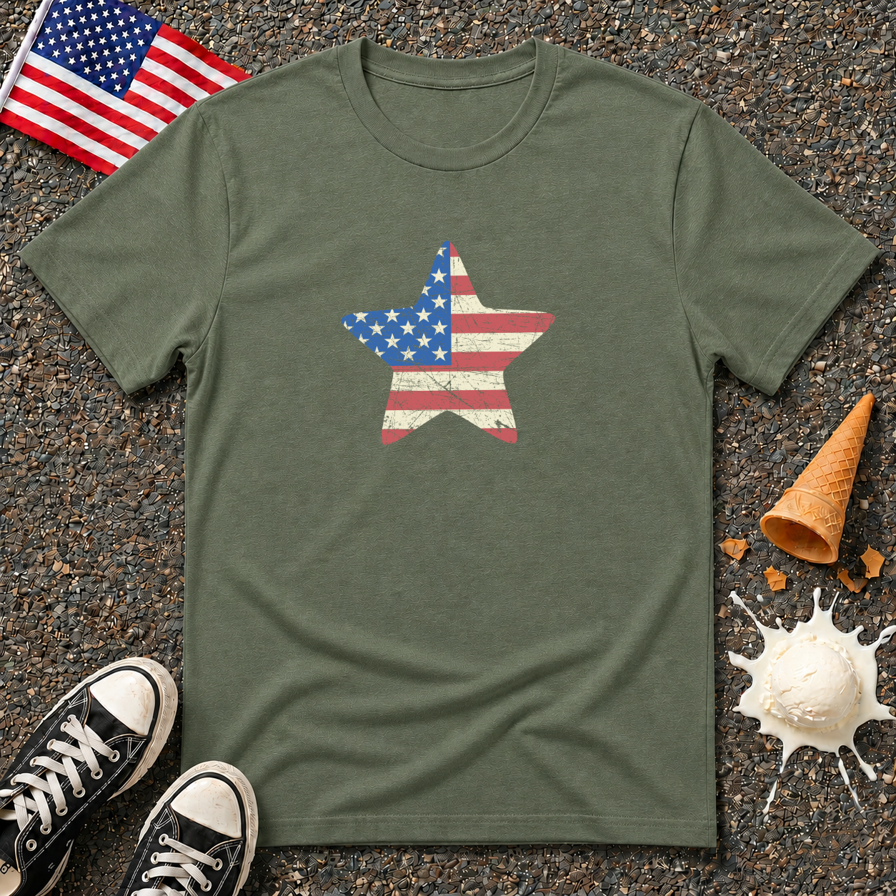 Flag Star Vintage Tee