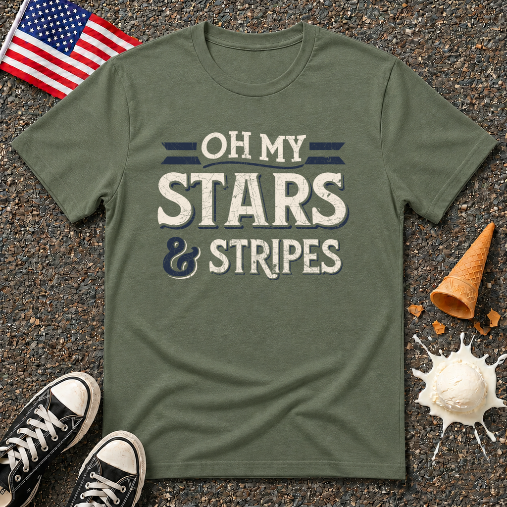Oh My Stars & Stripes T-Shirt — Vintage Patriotic 4th of July Tee