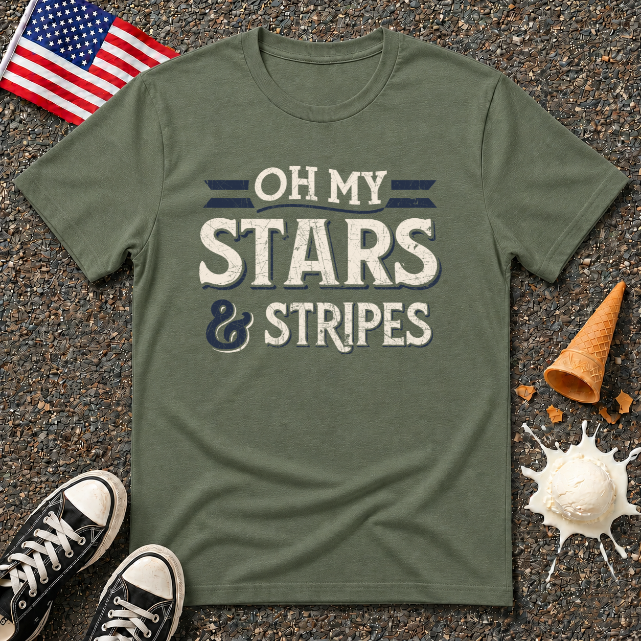 Oh My Stars & Stripes T-Shirt — Vintage Patriotic 4th of July Tee
