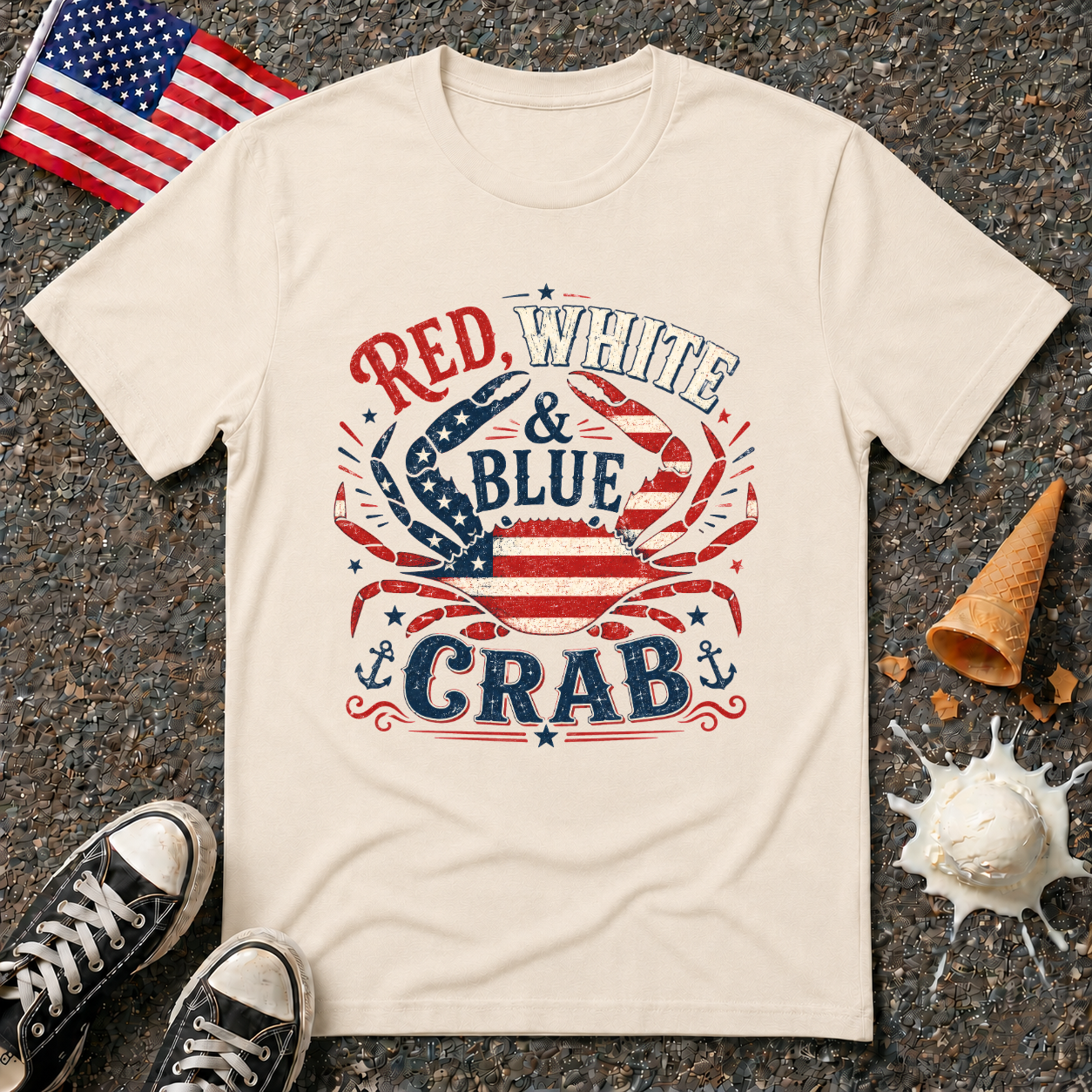 "Red, White & Blue Crab" Vintage Tee