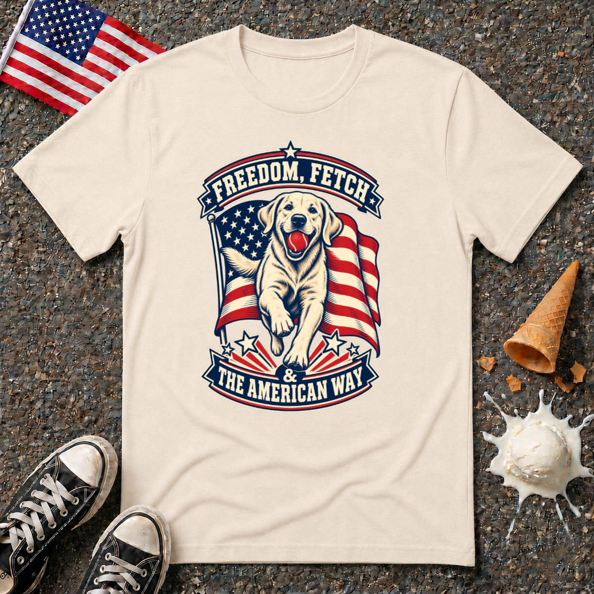 "Freedom, Fetch & The American Way" Tee