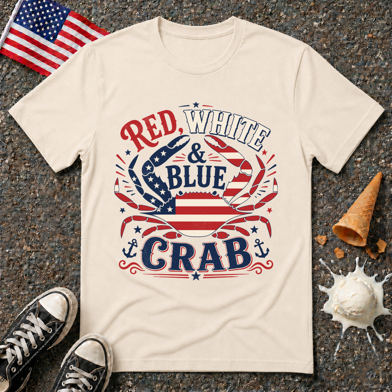 "Red, White & Blue Crab" Vintage Tee