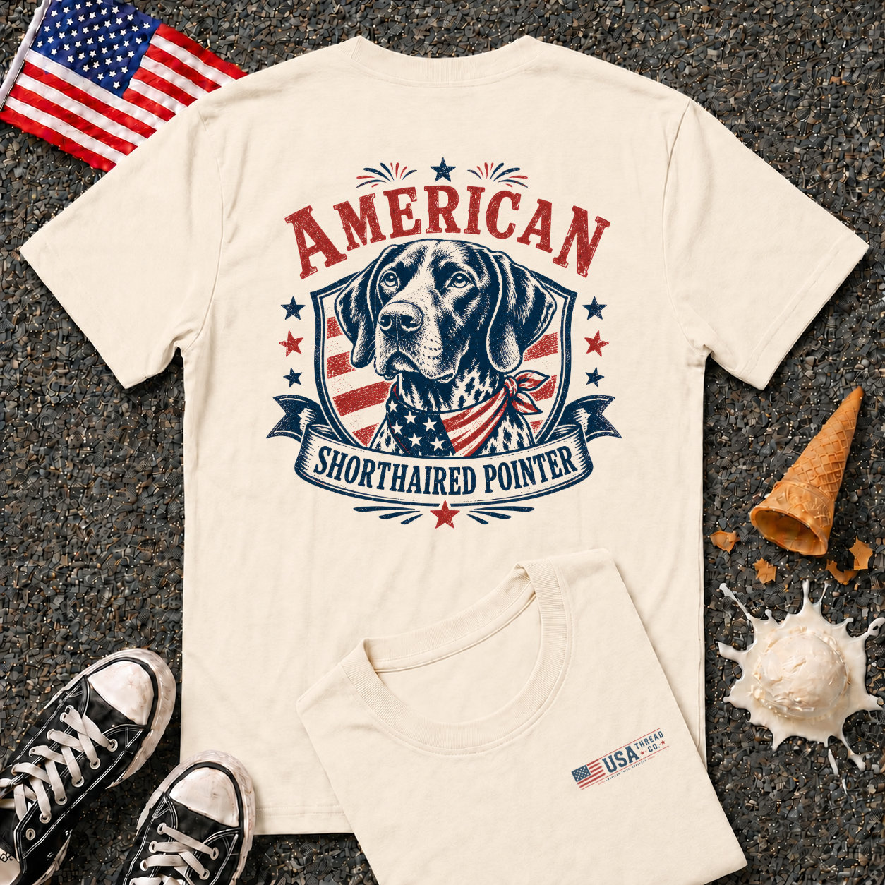 "American Shorthaired Pointer" Back Design Tee