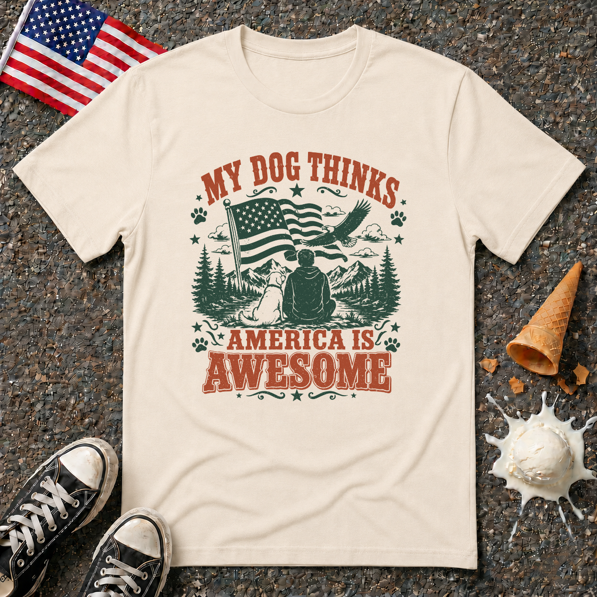 "My Dog Thinks America Is Awesome" Tee