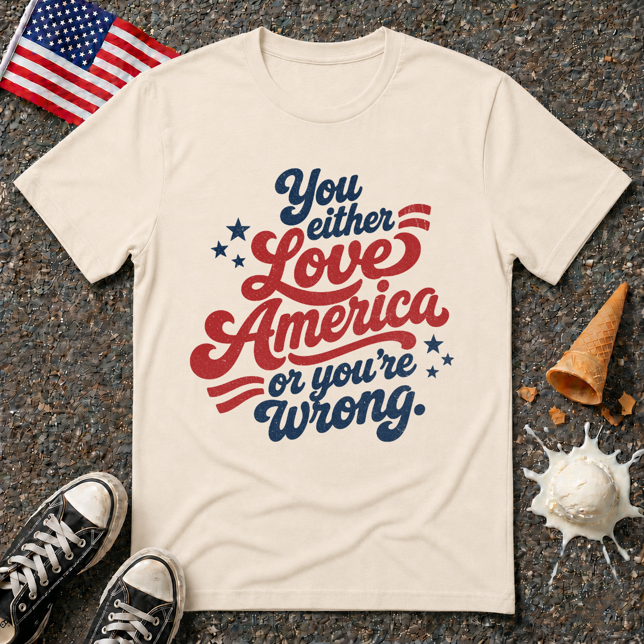 "You Either Love America" Retro Tee