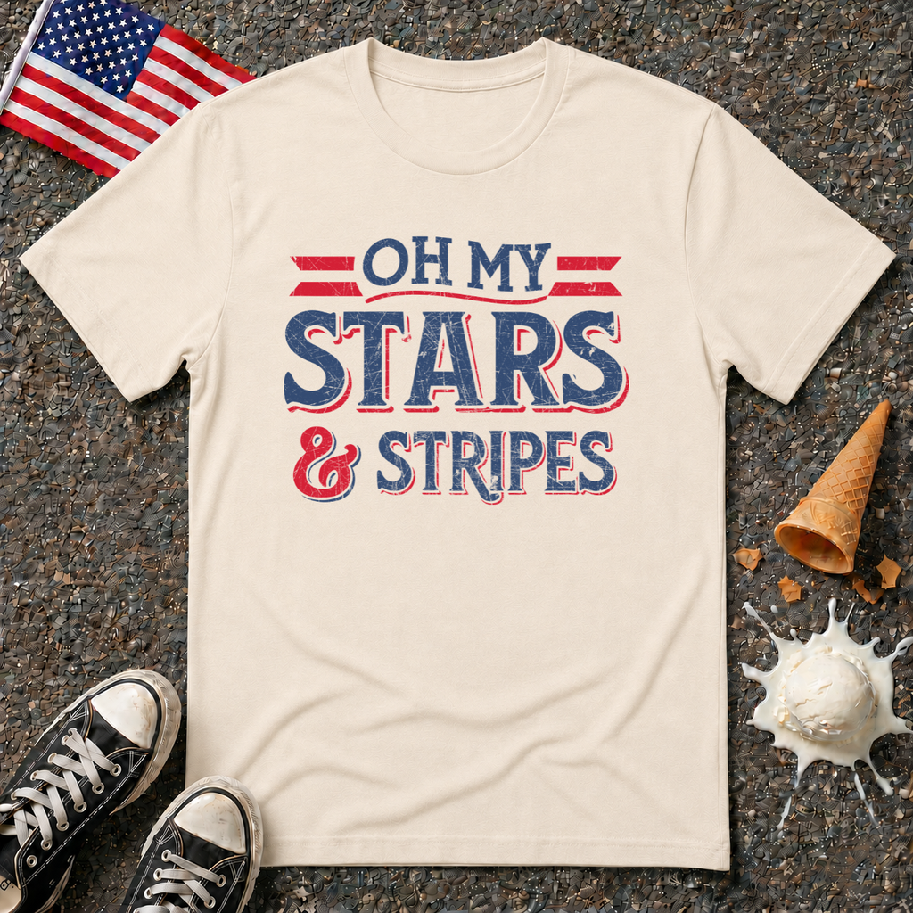 Oh My Stars & Stripes T-Shirt — Vintage Patriotic 4th of July Tee