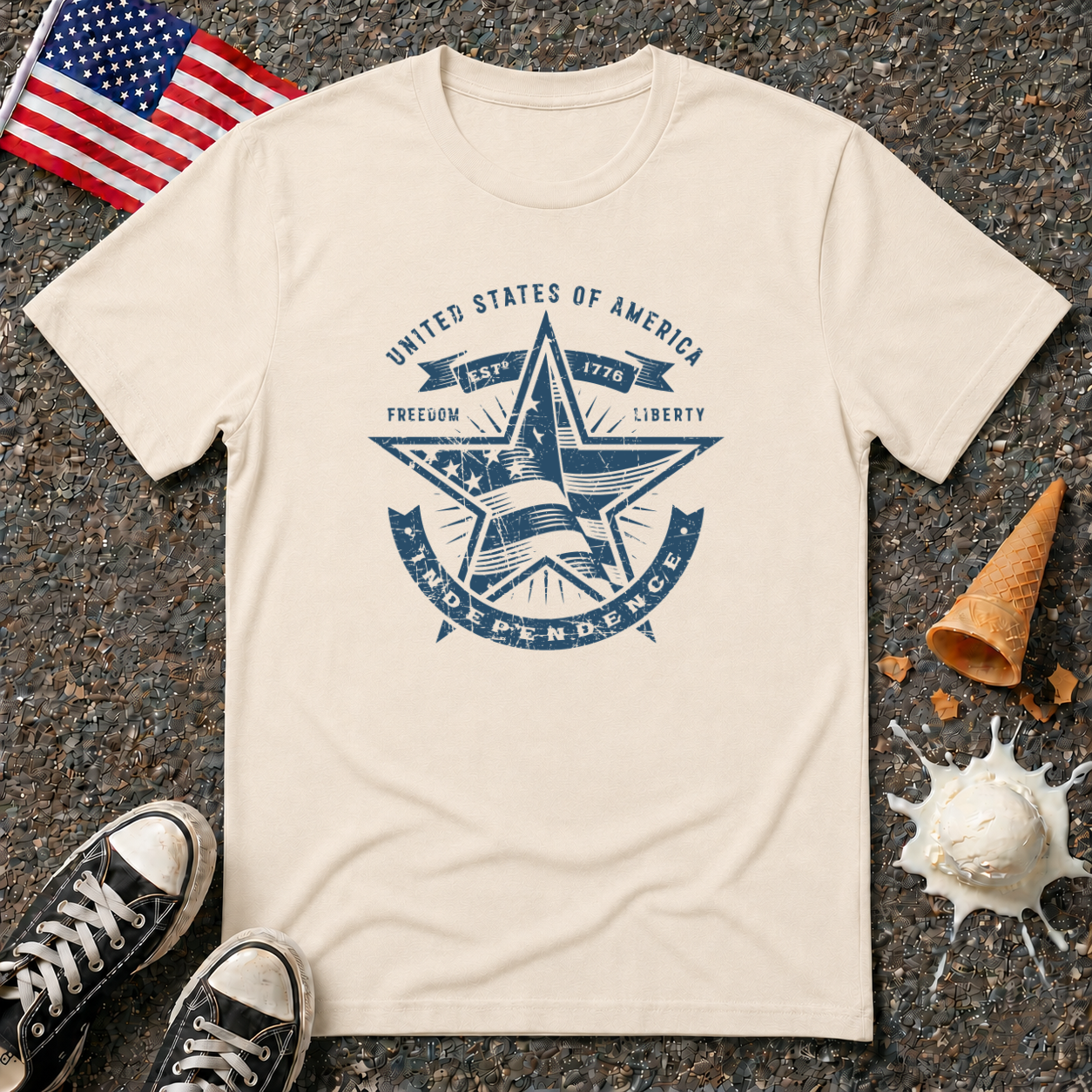 USA Star 1-color Vintage Tee