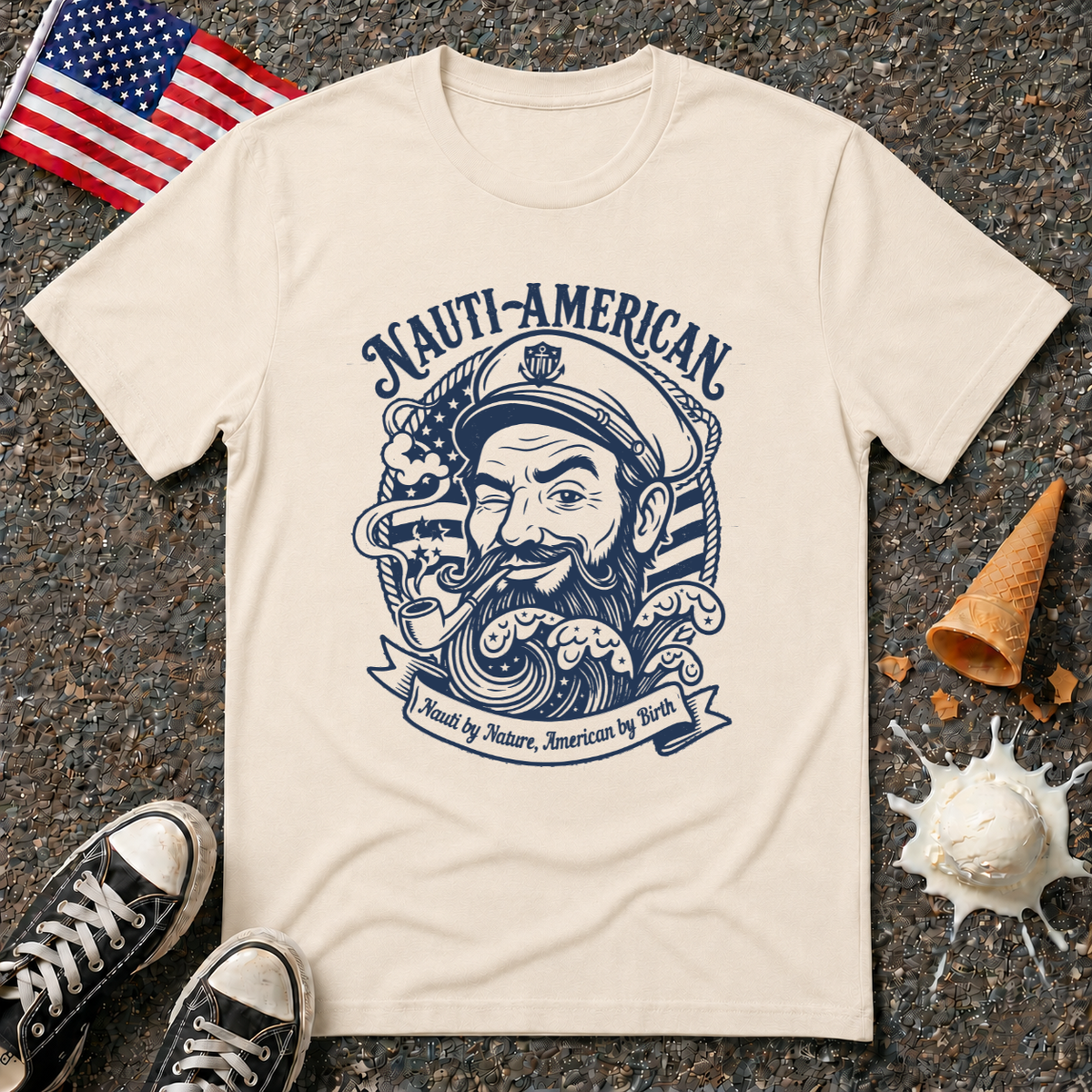 "Nauti-American" 1-Color Vintage Tee
