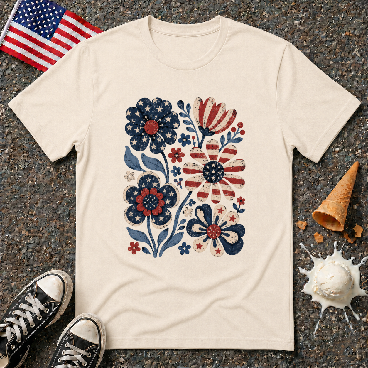 Boho Flag Flowers Tee