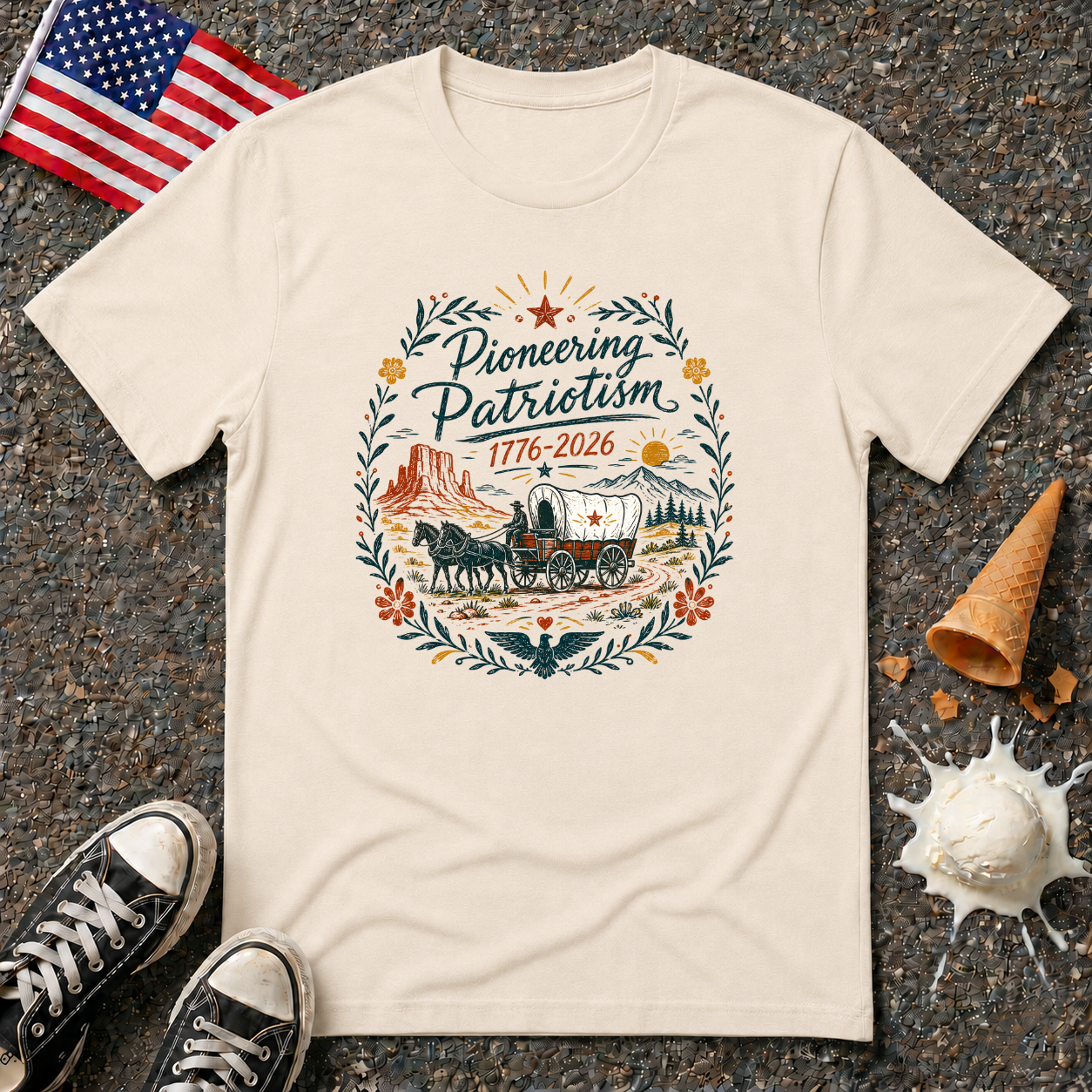 "Pioneering Patriotism" Vintage Folk Tee