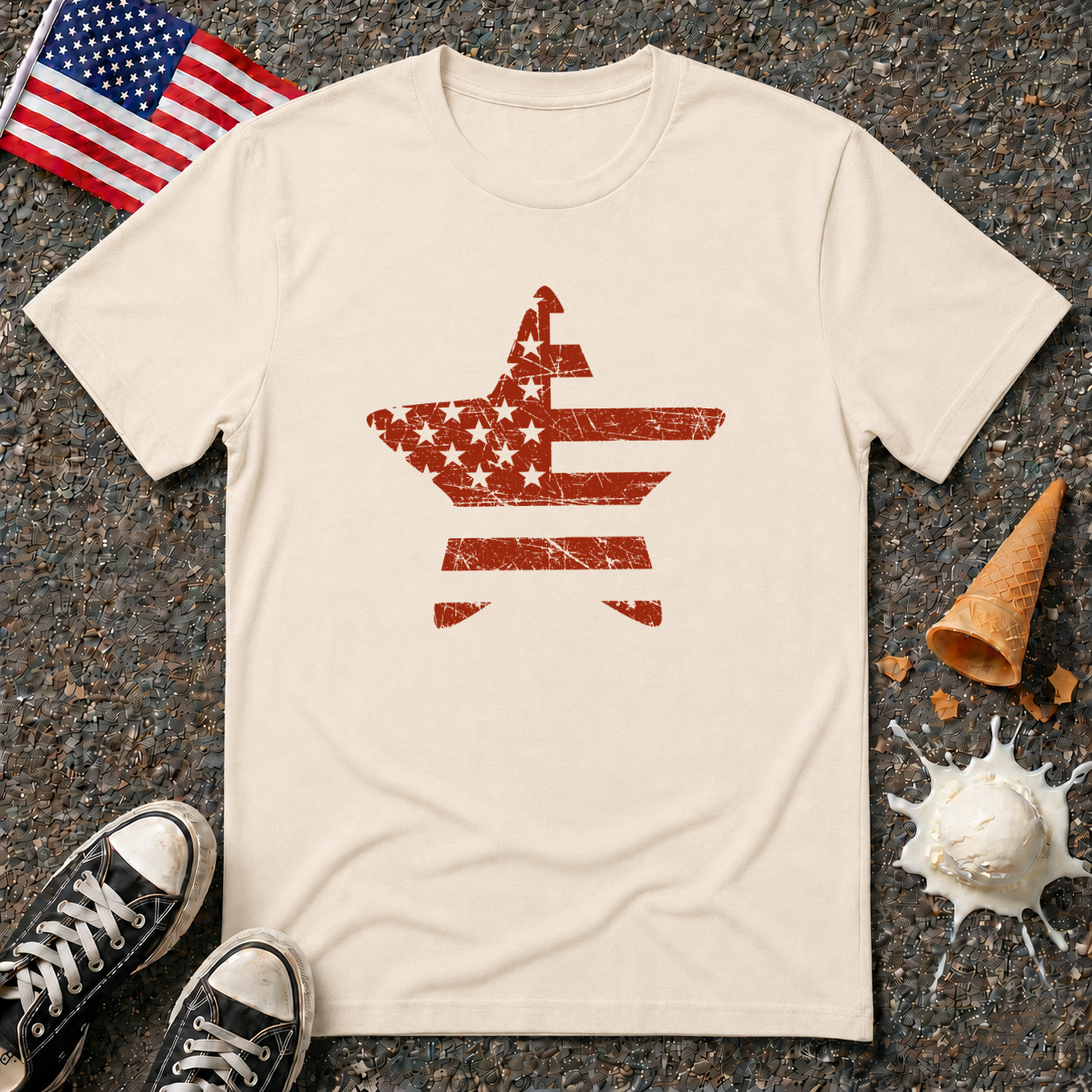 Flag Star 1-color Vintage Tee