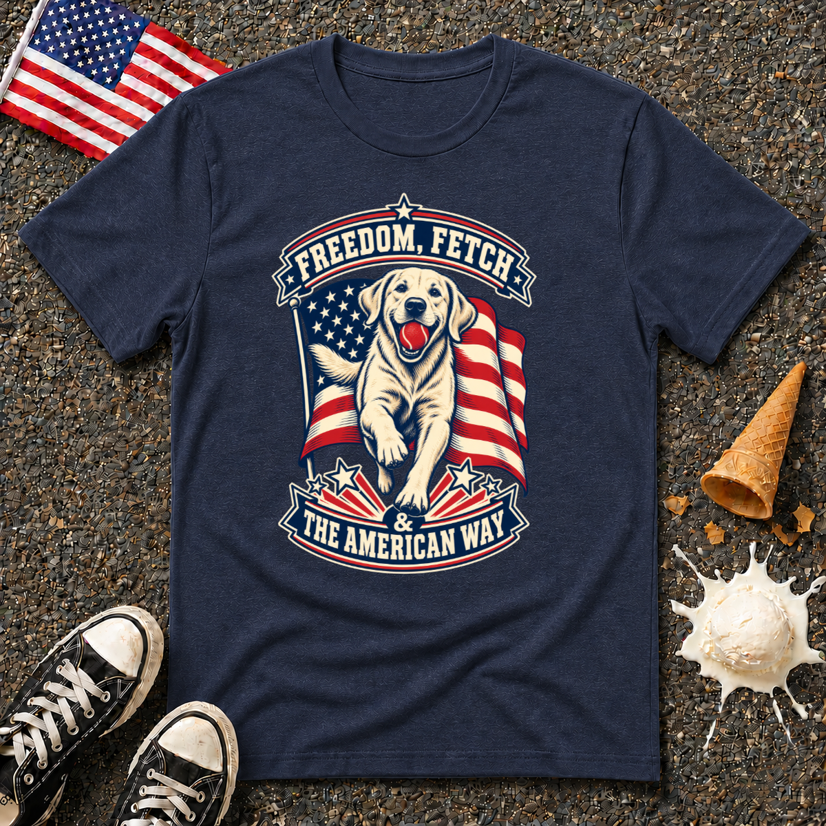 "Freedom, Fetch & The American Way" Tee