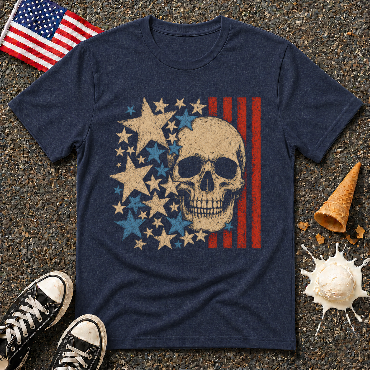 Skulls & Stripes Vintage Tee