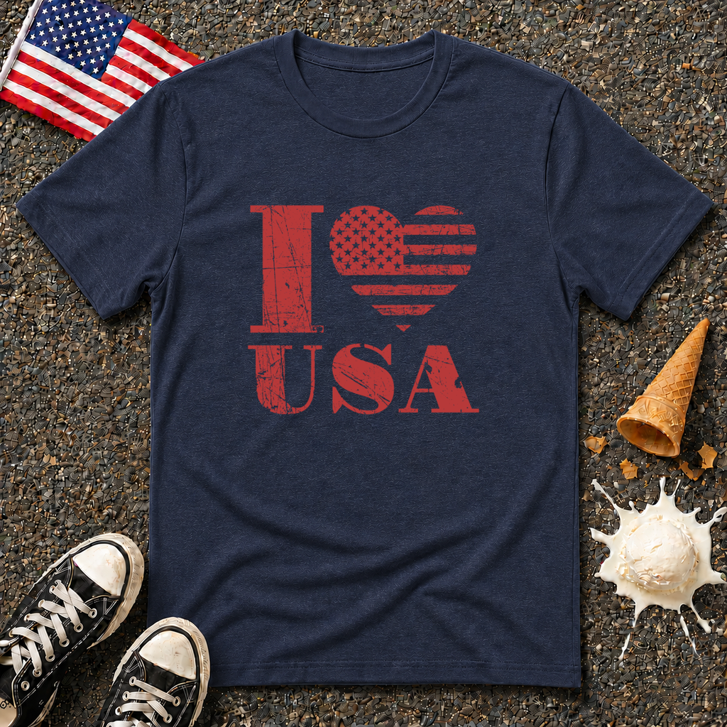 "I ❤ USA" 1-color Vintage Tee