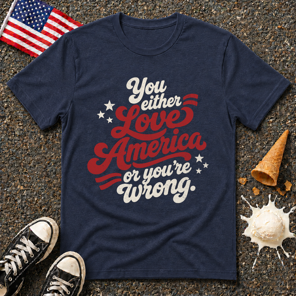 "You Either Love America" Retro Tee