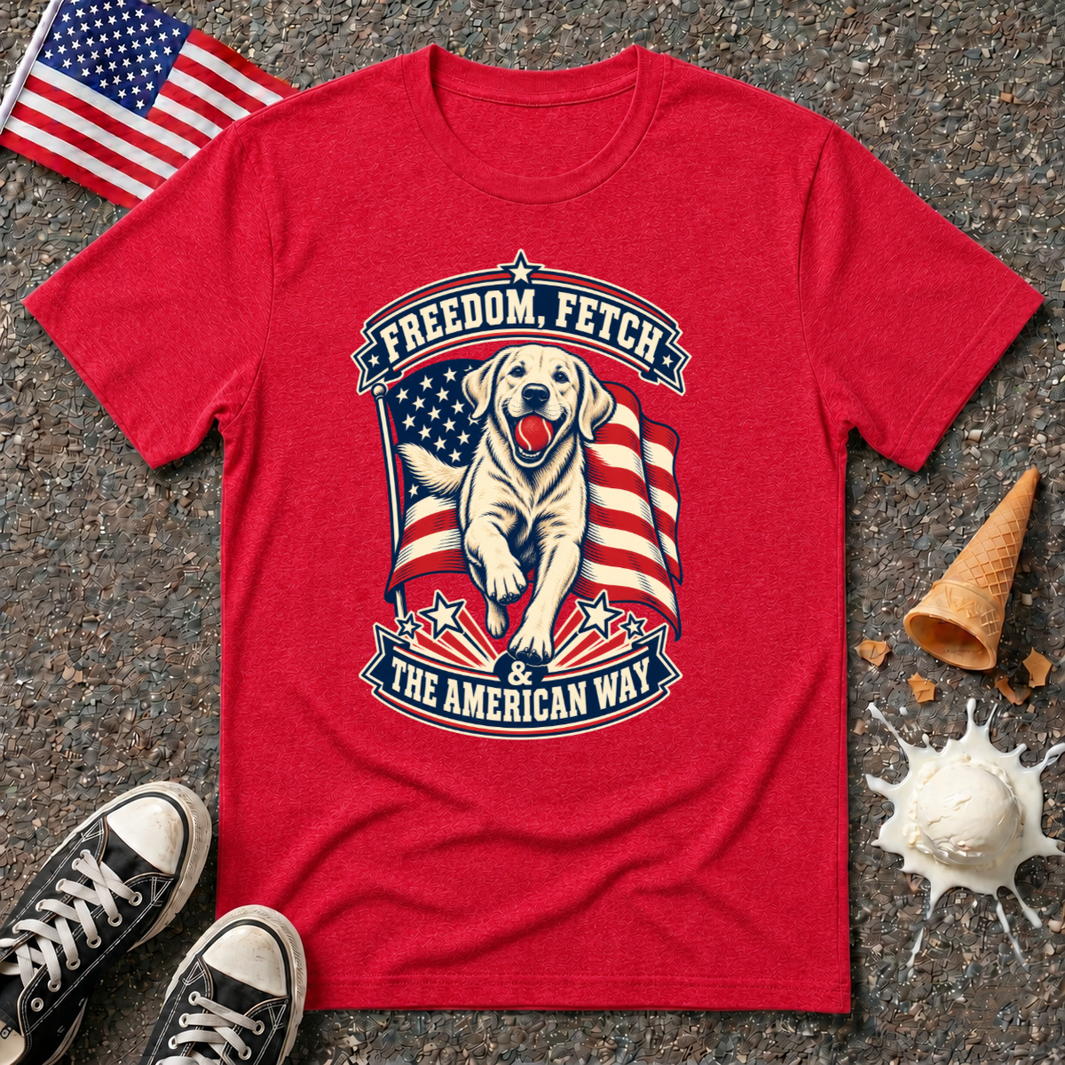 "Freedom, Fetch & The American Way" Tee