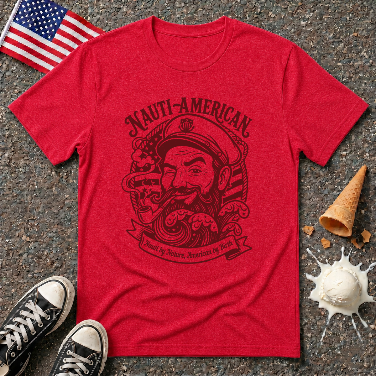 "Nauti-American" 1-Color Vintage Tee